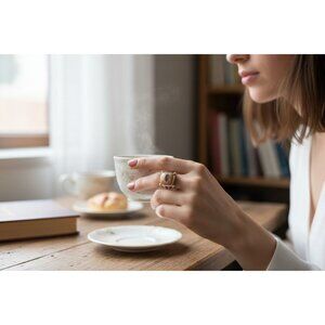 Sterling Silver Ring With Rectangular Jasper Stone & Open Band Design